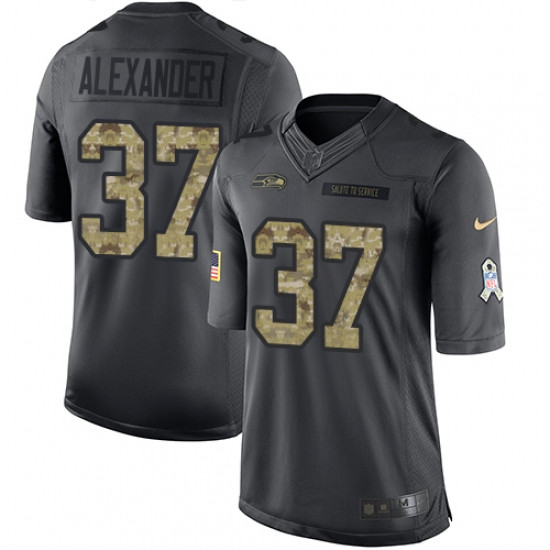 Men's Nike Seattle Seahawks 37 Shaun Alexander Limited Black 2016 Salute to Service NFL Jersey