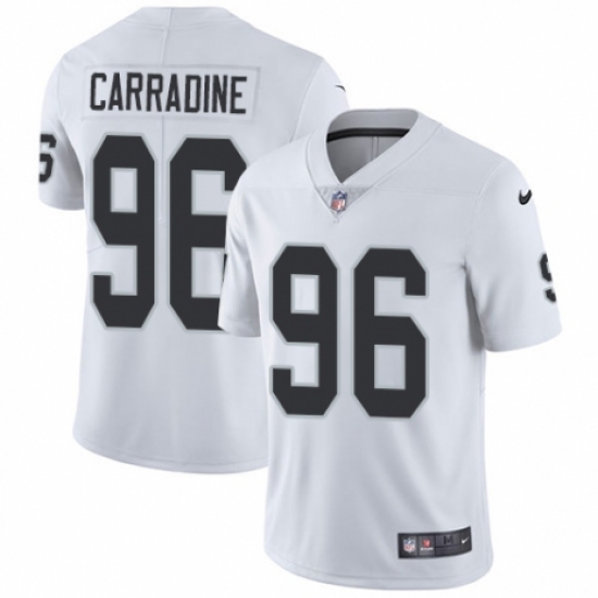 Youth Nike Oakland Raiders 96 Cornellius Carradine White Vapor Untouchable Limited Player NFL Jersey