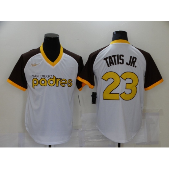 Men's San Diego Padres 23 Fernando Tatis Jr. Replica White Alternate Cooperstown Jersey