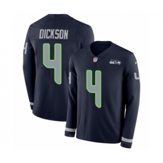 Men's Nike Seattle Seahawks 4 Michael Dickson Limited Navy Blue Therma Long Sleeve NFL Jersey