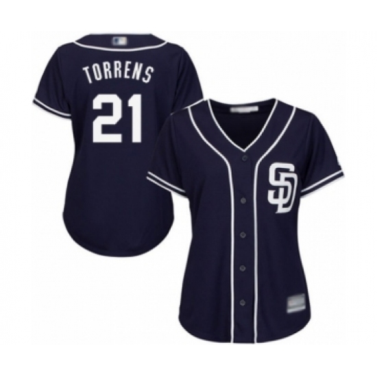 Women's San Diego Padres 21 Luis Torrens Authentic Navy Blue Alternate 1 Cool Base Baseball Player Jersey