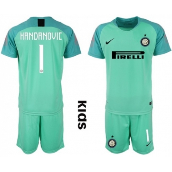 Inter Milan 1 Handanovic Green Goalkeeper Kid Soccer Club Jersey