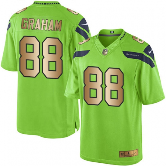 Men's Nike Seattle Seahawks 88 Jimmy Graham Limited Green/Gold Rush NFL Jersey