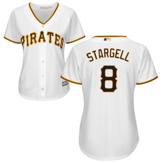 Women's Majestic Pittsburgh Pirates 8 Willie Stargell Replica White Home Cool Base MLB Jersey