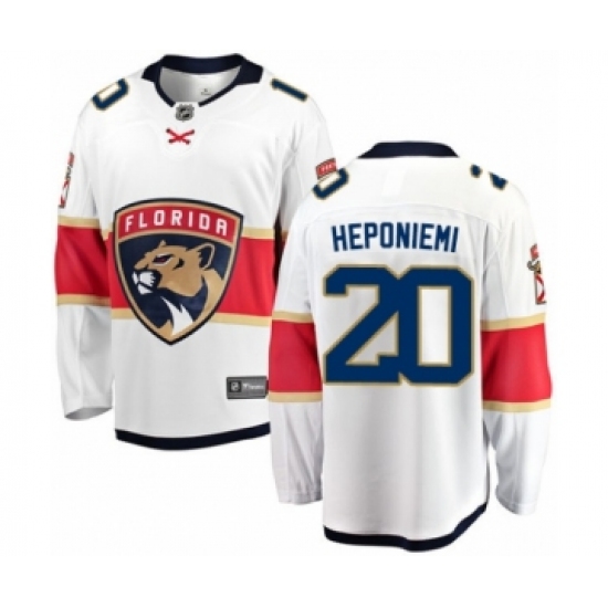 Men's Florida Panthers 20 Aleksi Heponiemi Authentic White Away Fanatics Branded Breakaway Hockey Jersey