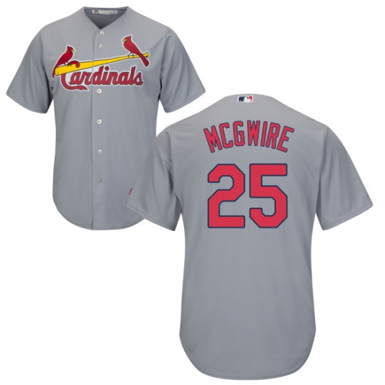 Men's Majestic St. Louis Cardinals 25 Mark McGwire Replica Grey Road Cool Base MLB Jersey