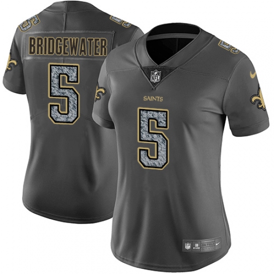 Women's Nike New Orleans Saints 5 Teddy Bridgewater Gray Static Vapor Untouchable Limited NFL Jersey