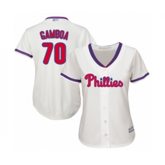 Women's Philadelphia Phillies 70 Arquimedes Gamboa Authentic Cream Alternate Cool Base Baseball Player Jersey