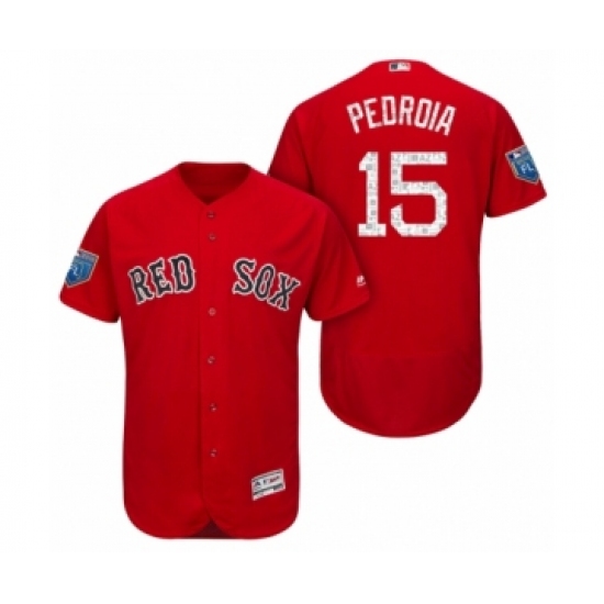 Men Scarlet Boston Red Sox 15 Dustin Pedroia 2018 Spring Training Flex Base Jersey