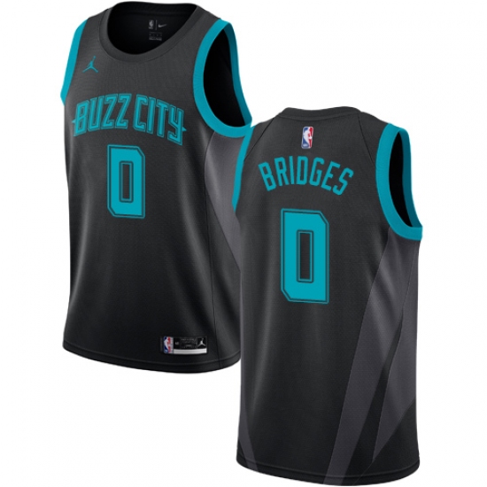 Men's Nike Jordan Charlotte Hornets 0 Miles Bridges Swingman Black NBA Jersey - 2018 19 City Edition