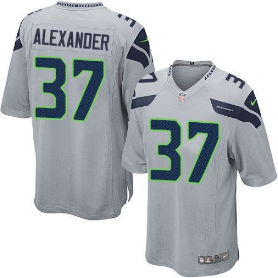 Men's Nike Seattle Seahawks 37 Shaun Alexander Game Grey Alternate NFL Jersey