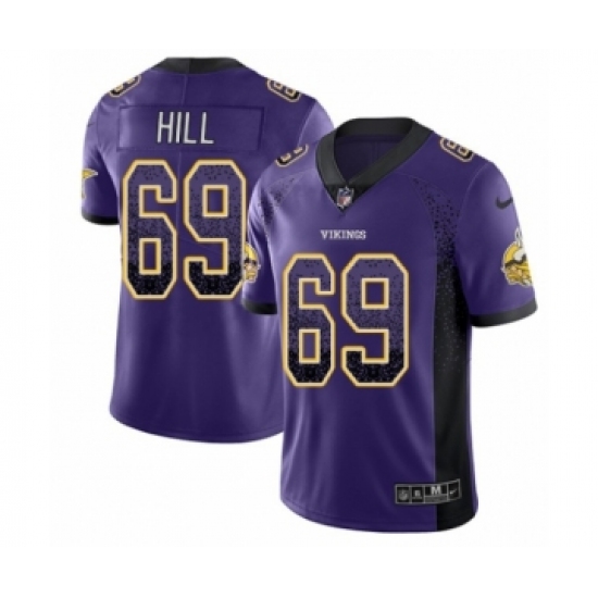 Men's Nike Minnesota Vikings 69 Rashod Hill Limited Purple Rush Drift Fashion NFL Jersey
