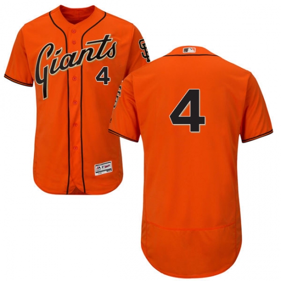 Men's Majestic San Francisco Giants 4 Mel Ott Orange Alternate Flex Base Authentic Collection MLB Jersey