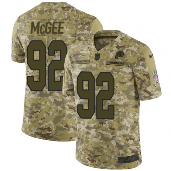 Youth Nike Washington Redskins 92 Stacy McGee Limited Camo 2018 Salute to Service NFL Jersey