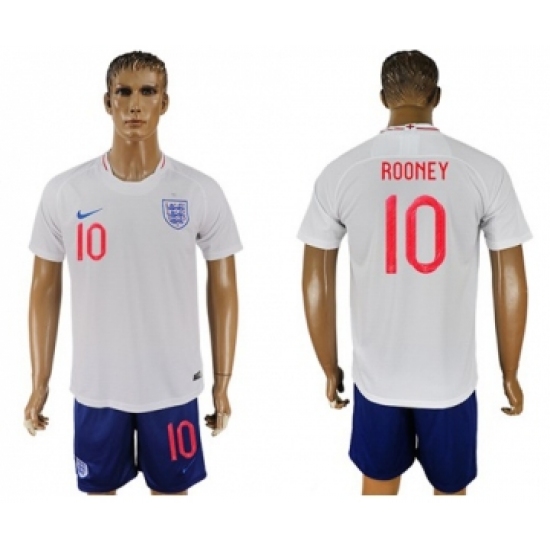 England 10 Rooney Home Soccer Country Jersey