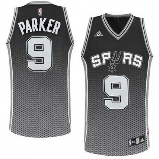 Men's Adidas San Antonio Spurs 9 Tony Parker Swingman Black Resonate Fashion NBA Jersey