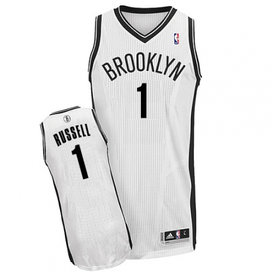 Men's Adidas Brooklyn Nets 1 D'Angelo Russell Authentic White Home NBA Jersey