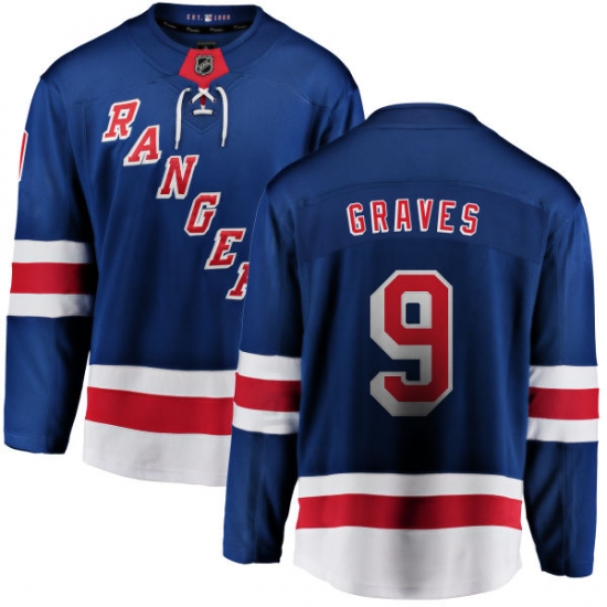 Men's New York Rangers 9 Adam Graves Fanatics Branded Royal Blue Home Breakaway NHL Jersey