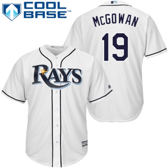 Men's Majestic Tampa Bay Rays 19 Dustin McGowan Replica White Home Cool Base MLB Jersey