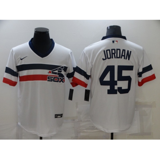 Men's Nike Chicago White Sox 45 Michael Jordan White Throwback Jersey