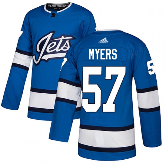 Youth Adidas Winnipeg Jets 57 Tyler Myers Authentic Blue Alternate NHL Jersey