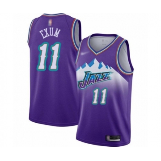 Men's Utah Jazz 11 Dante Exum Authentic Purple Hardwood Classics Basketball Jersey