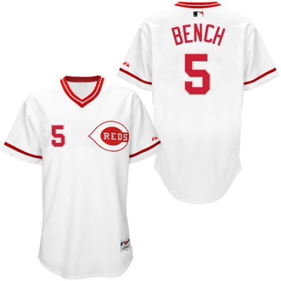 Men's Majestic Cincinnati Reds 5 Johnny Bench Authentic White 1990 Turn Back The Clock MLB Jersey