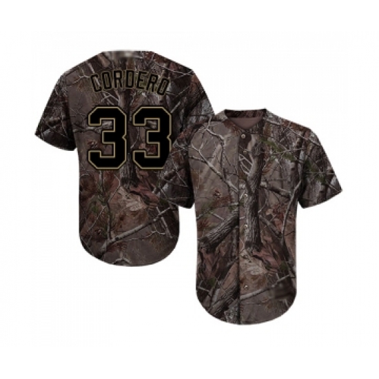 Youth San Diego Padres 33 Franchy Cordero Authentic Camo Realtree Collection Flex Base Baseball Jersey