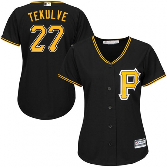 Women's Majestic Pittsburgh Pirates 27 Kent Tekulve Authentic Black Alternate Cool Base MLB Jersey