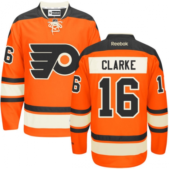 Women's Reebok Philadelphia Flyers 16 Bobby Clarke Premier Orange New Third NHL Jersey