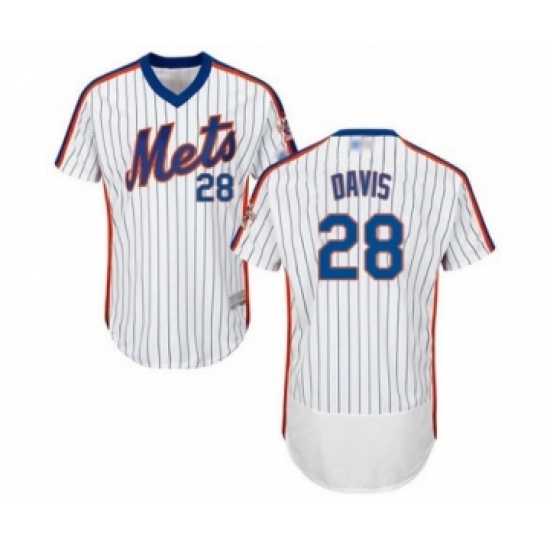 Men's New York Mets 28 J.D. Davis White Alternate Flex Base Authentic Collection Baseball Player Jersey