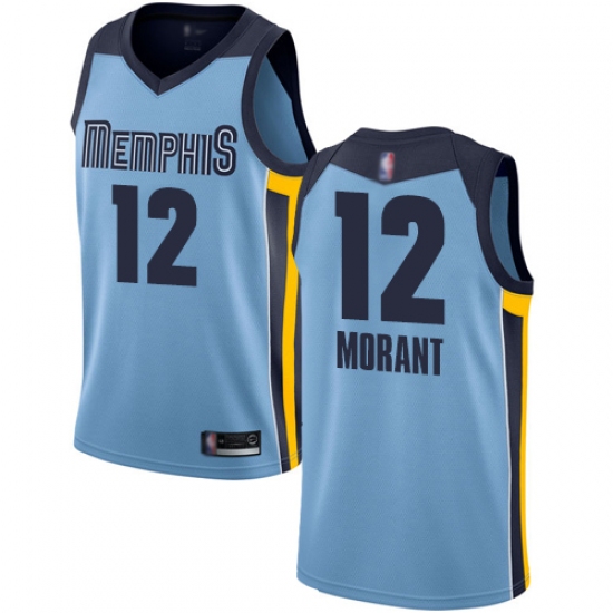 Nike Memphis Grizzlies 12 Ja Morant Light Blue Basketball Swingman Statement Edition Jersey