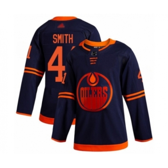 Youth Edmonton Oilers 41 Mike Smith Authentic Navy Blue Alternate Hockey Jersey