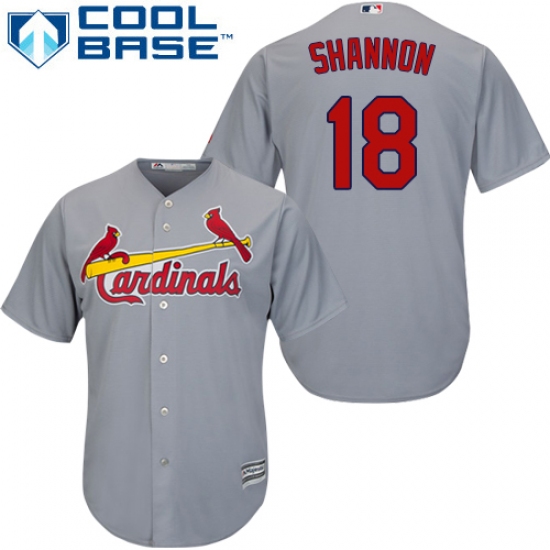 Youth Majestic St. Louis Cardinals 18 Mike Shannon Authentic Grey Road Cool Base MLB Jersey