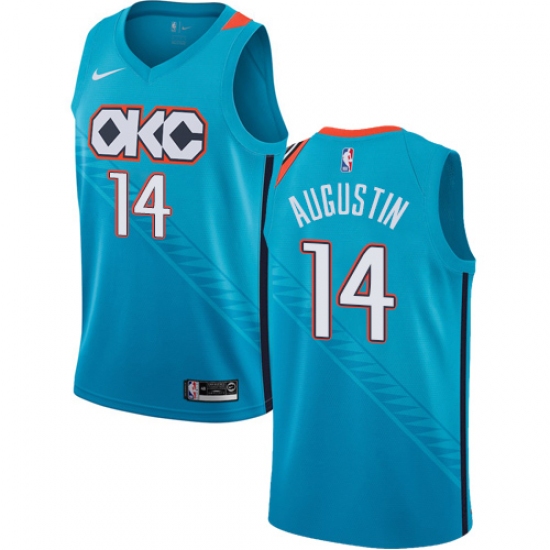 Women's Nike Oklahoma City Thunder 14 D.J. Augustin Swingman Turquoise NBA Jersey - City Edition