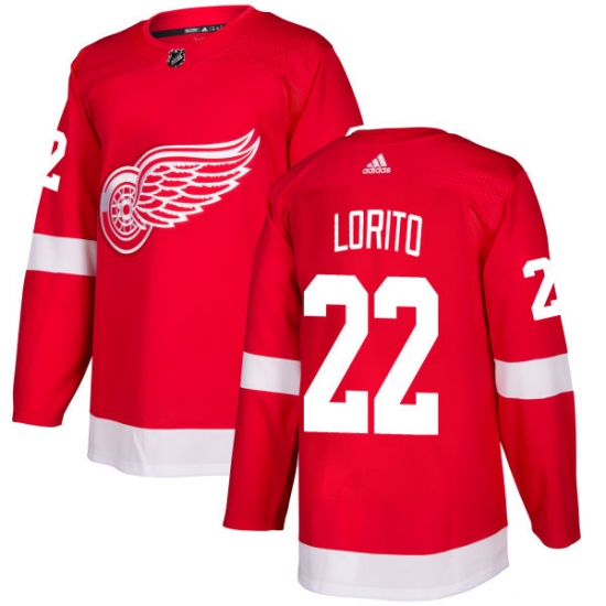 Men's Adidas Detroit Red Wings 22 Matthew Lorito Authentic Red Home NHL Jersey