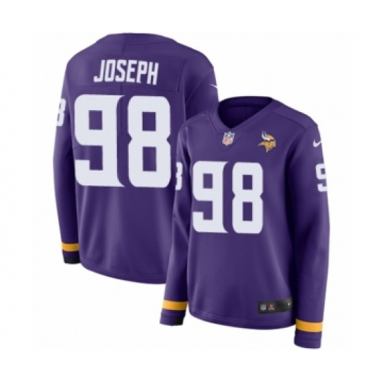 Women's Nike Minnesota Vikings 98 Linval Joseph Limited Purple Therma Long Sleeve NFL Jersey