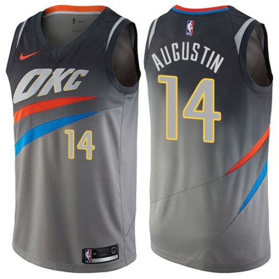 Men's Nike Oklahoma City Thunder 14 D.J. Augustin Swingman Gray NBA Jersey - City Edition