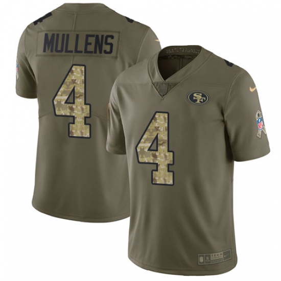 Men's Nike San Francisco 49ers 4 Nick Mullens Limited Olive Camo 2017 Salute to Service NFL Jersey