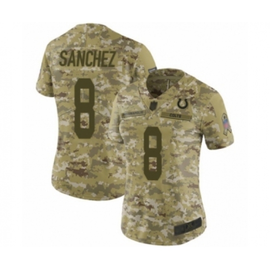 Women's Indianapolis Colts 8 Rigoberto Sanchez Limited Camo 2018 Salute to Service Football Jersey