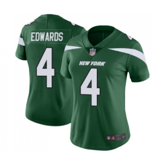 Women's New York Jets 4 Lac Edwards Green Team Color Vapor Untouchable Limited Player Football Jersey