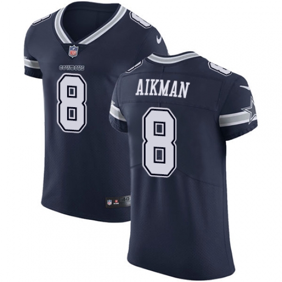 Men's Nike Dallas Cowboys 8 Troy Aikman Navy Blue Team Color Vapor Untouchable Elite Player NFL Jersey