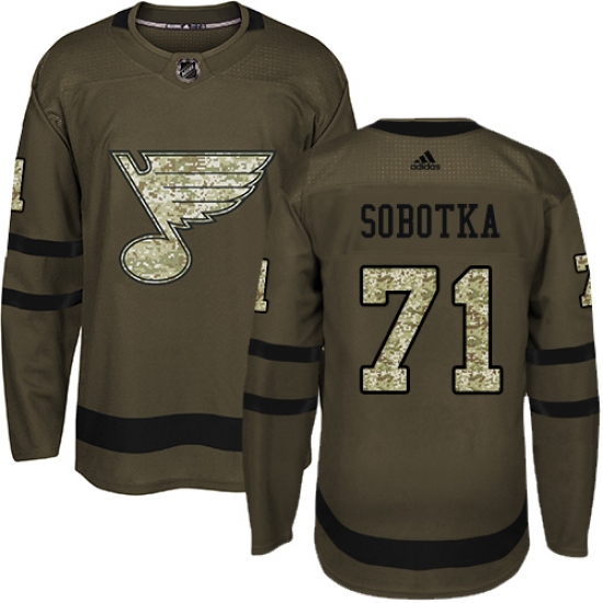 Youth Adidas St. Louis Blues 71 Vladimir Sobotka Authentic Green Salute to Service NHL Jersey