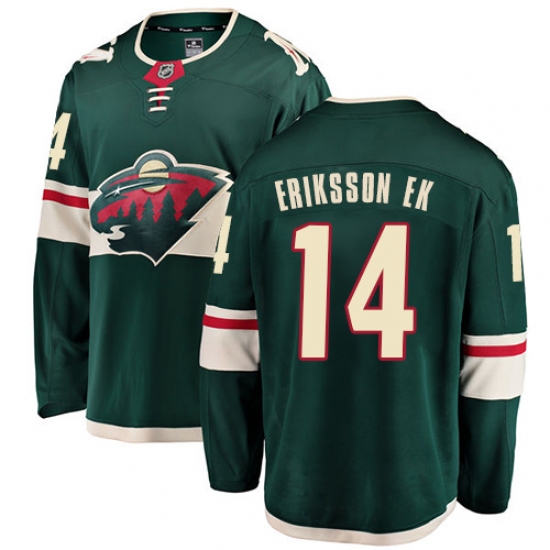 Youth Minnesota Wild 14 Joel Eriksson Ek Authentic Green Home Fanatics Branded Breakaway NHL Jersey