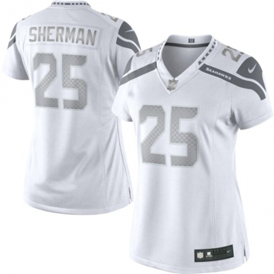 Women's Nike Seattle Seahawks 25 Richard Sherman Limited White Platinum NFL Jersey