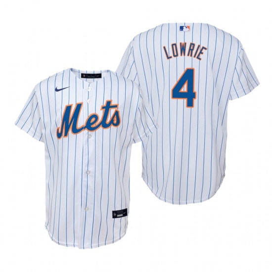 Men's Nike New York Mets 4 Jed Lowrie White Home Stitched Baseball Jersey