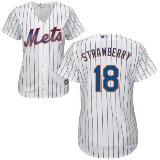 Women's Majestic New York Mets 18 Darryl Strawberry Authentic White Home Cool Base MLB Jersey