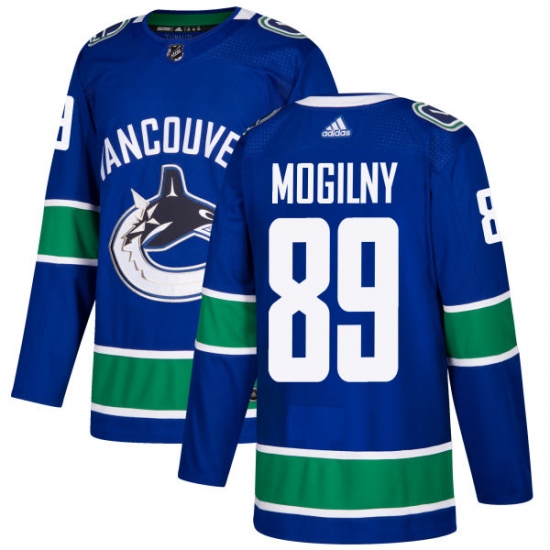 Men's Adidas Vancouver Canucks 89 Alexander Mogilny Premier Blue Home NHL Jersey