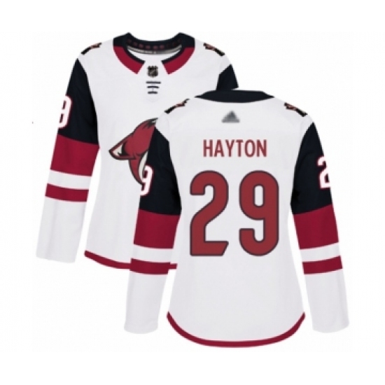 Women's Arizona Coyotes 29 Barrett Hayton Authentic White Away Hockey Jersey