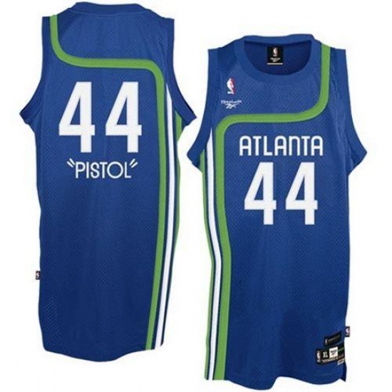 Men's Adidas Atlanta Hawks 44 Pete Maravich Authentic Light Blue Pistol NBA Jersey